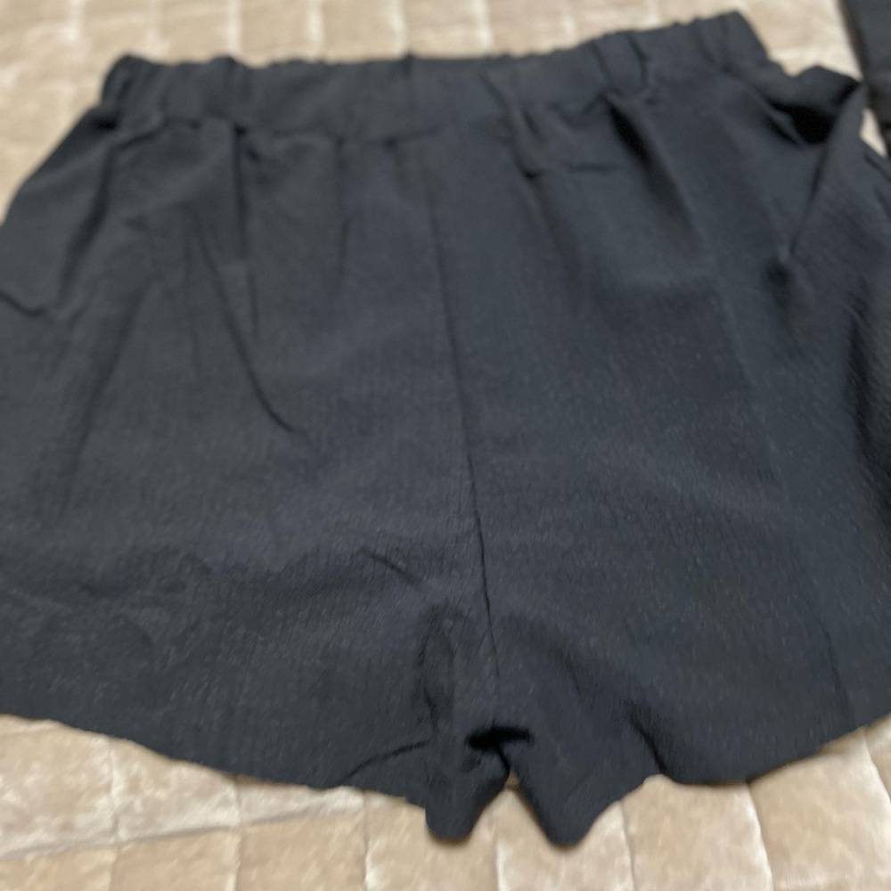 Black High-Waisted Shorts with complementary top
